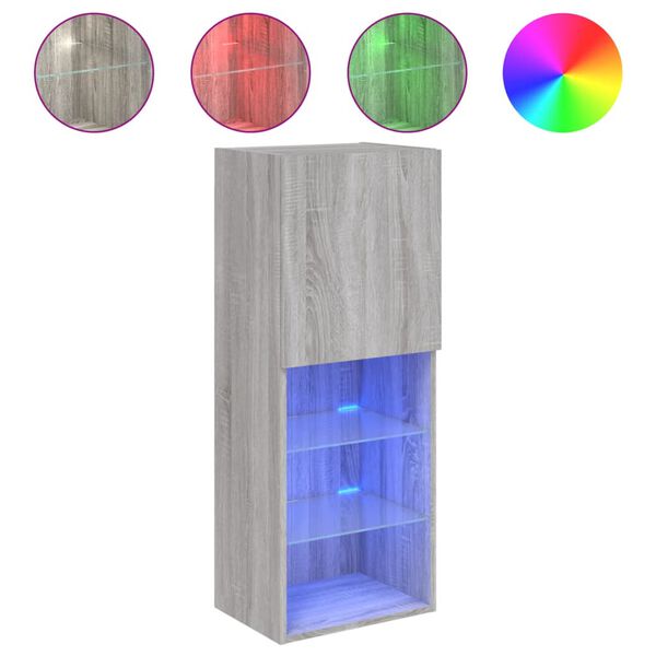 vidaXL Mueble para TV con luces LED gris Sonoma 40,5x30x102 cm