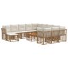 vidaXL Conjunto de sof&aacute;s de exterior 13 pcs Natural y Crema Poli&eacute;ster