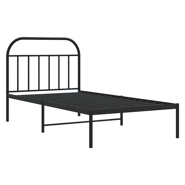 vidaXL Estructura cama sin colchón con cabecero metal negro 100x190 cm