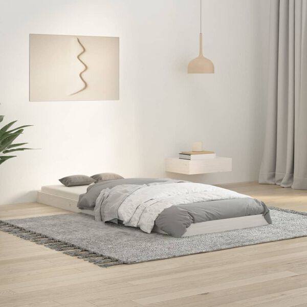 vidaXL Estructura de cama madera maciza de pino blanco 75x190 cm