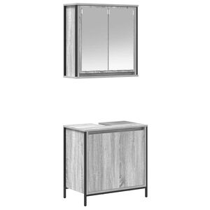 vidaXL Set de muebles de ba&ntilde;o 2 pzas madera contrachapada gris sonoma