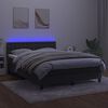 vidaXL Cama box spring colch&oacute;n y LED terciopelo gris oscuro 140x190 cm