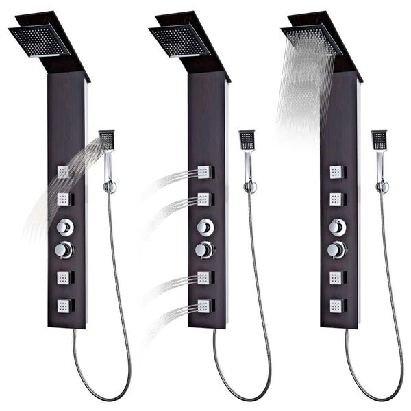 vidaXL Sistema de panel de ducha vidrio marrón