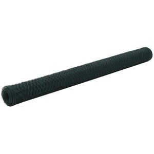 vidaXL Alambrada de gallinero acero revestimiento PVC verde 25x1,5 m