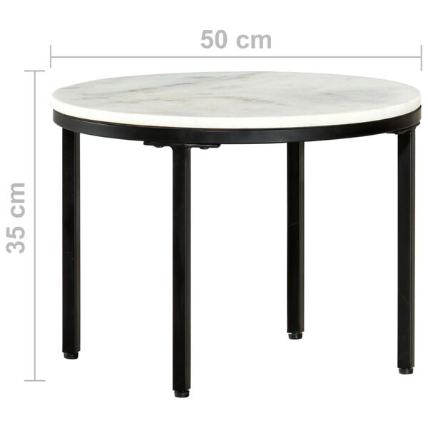 vidaXL Mesa de centro m&aacute;rmol macizo aut&eacute;ntico blanco y negro &Oslash;50 cm