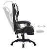 vidaXL Silla gaming con luces LED RGB cuero sint&eacute;tico blanco y negro