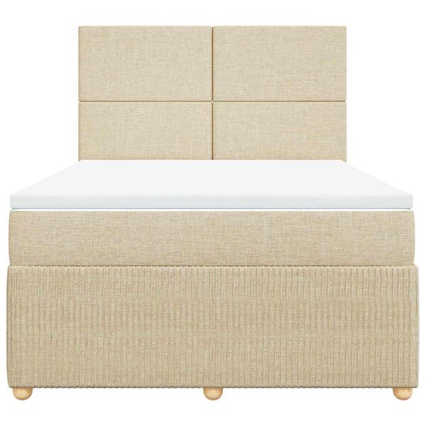 vidaXL Cama box spring con colch&oacute;n tela color crema 140x200 cm