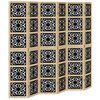 vidaXL Biombo separador 6 paneles madera maciza Paulownia marr&oacute;n negro
