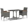 vidaXL Juego de comedor para jard&iacute;n 3 piezas gris