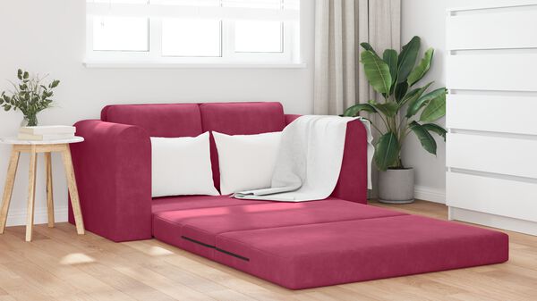 vidaXL Sof&aacute; cama 60cm Rojo vino Terciopelo