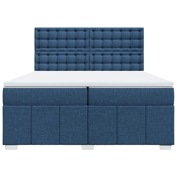 vidaXL Cama box spring con colch&oacute;n tela azul 200x200 cm