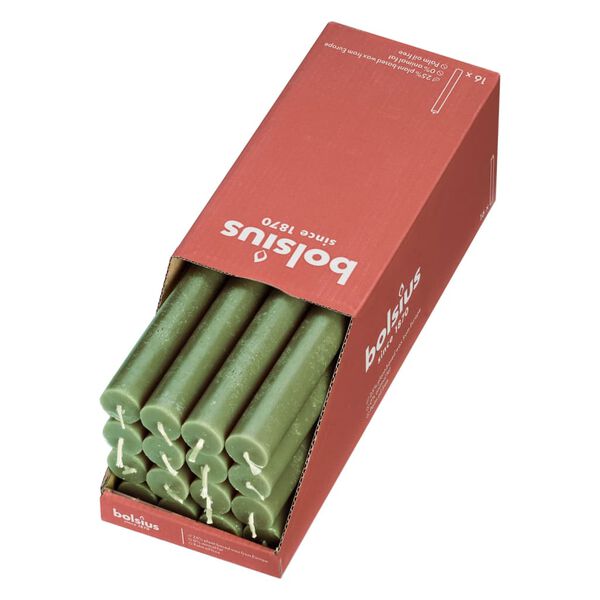 Bolsius Velas de mesa Shine 16 uds verde oliva 27 cm