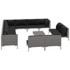vidaXL Muebles de jard&iacute;n 13 pzas y cojines rat&aacute;n sint&eacute;tico gris oscuro