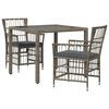 vidaXL Juego de comedor para exteriores 3 uds. Gris rat&aacute;n sint&eacute;tico