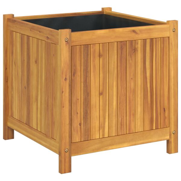 vidaXL Jardinera con forro madera maciza de acacia 50x50x50 cm