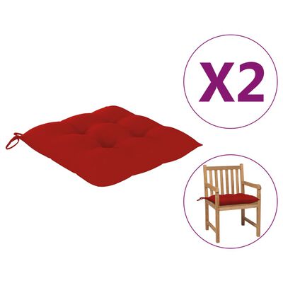 vidaXL Cojines de silla 2 unidades rojo 50x50x7 cm