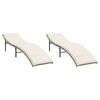 vidaXL Tumbonas con cojines 2 unidades rat&aacute;n sint&eacute;tico beige