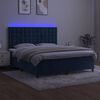 vidaXL Cama box spring colch&oacute;n y LED terciopelo azul oscuro 180x200 cm
