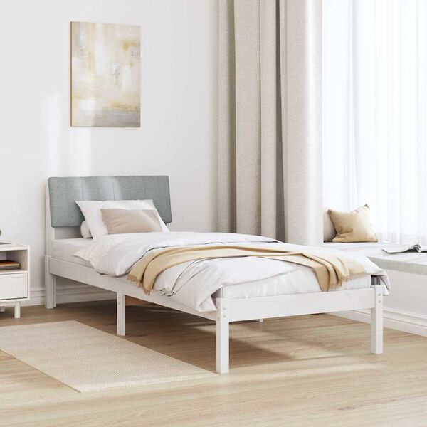vidaXL Estructura de cama con cabecera y gris claro 75 x 190 cm