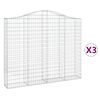 vidaXL Cestas gaviones 3 uds forma de arco hierro 200x30x160/180 cm