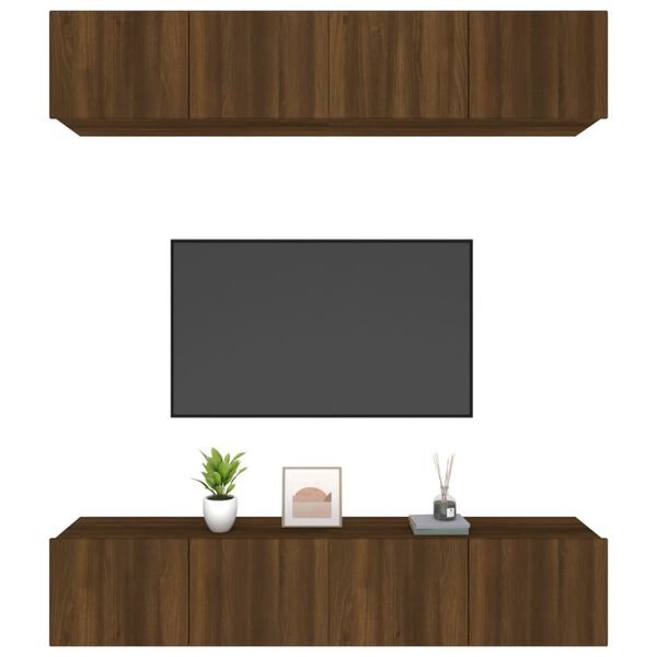 vidaXL Muebles TV 4 uds madera contrachapada marr&oacute;n roble 80x30x30 cm