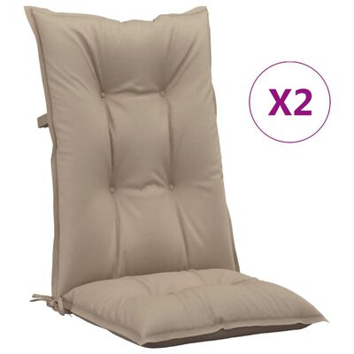 vidaXL Cojín silla de jardín respaldo alto 2 uds tela taupé 120x50x7cm