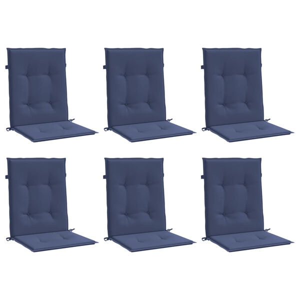 vidaXL Cojines para silla con respaldo bajo 6 uds tela azul marino
