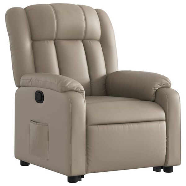 vidaXL Sill&oacute;n reclinable elevable cuero artificial color capuchino