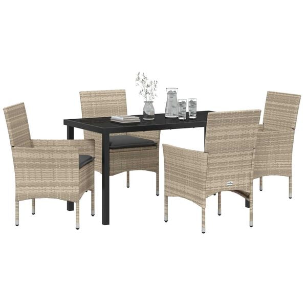 vidaXL Conjunto de Comedor de Jard&iacute;n 5 pcs Gris Claro rat&aacute;n sint&eacute;tico