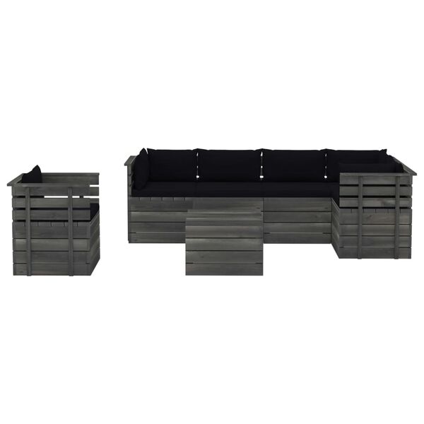 vidaXL Muebles de palets para jard&iacute;n 7 pzas cojines madera maciza pino