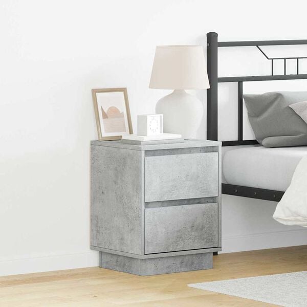 vidaXL Armario de Noche 2 pcs Gris Concreto 39 x 34,5 x 50 cm