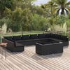 vidaXL Set de muebles de jard&iacute;n 12 pzas cojines rat&aacute;n sint&eacute;tico negro