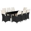 vidaXL Set de comedor de jard&iacute;n 9 pzas y cojines rat&aacute;n sint&eacute;tico negro