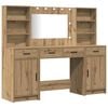 vidaXL Conjunto de mesa de vestidor con LED 3 uds. Roble artisan