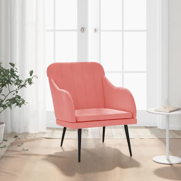 vidaXL Sill&oacute;n de terciopelo rosa 63x76x80 cm