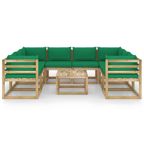 vidaXL Set de muebles de jard&iacute;n 9 piezas con cojines madera impregnada