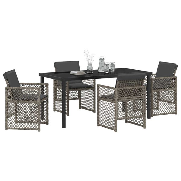 vidaXL Conjunto de Comedor de Jard&iacute;n 5 pcs Gris rat&aacute;n sint&eacute;tico