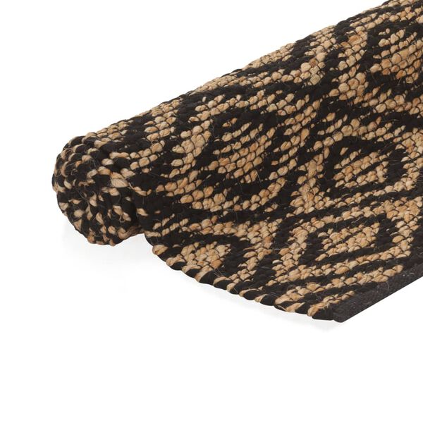 vidaXL Alfombra tejida a mano yute y tela 120x180 cm natural y negra