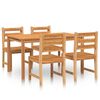 vidaXL Juego de comedor para jard&iacute;n 5 piezas madera maciza de teca
