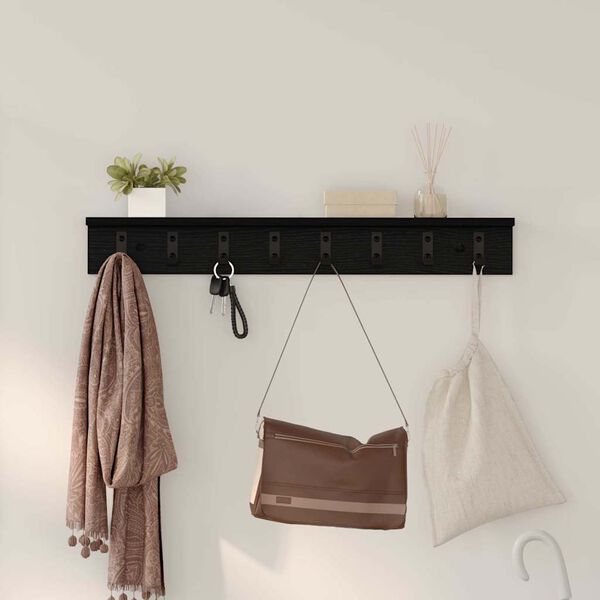 vidaXL Perchero de pared Roble Negro 80 x 10,5 x 10,5 cm
