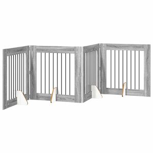 vidaXL Puerta para perros plegable con soportes 4 uds. Sonoma gris