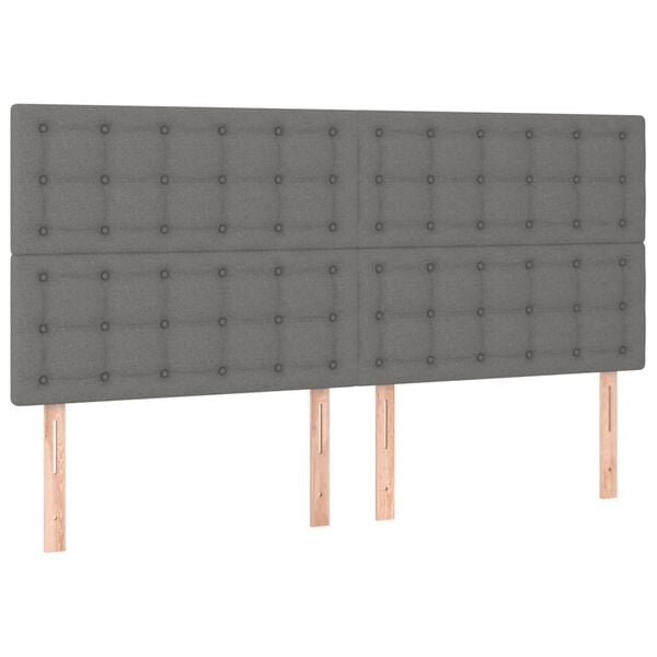 vidaXL Cabecero de cama gris oscuro 180x5x118/128 cm de tela