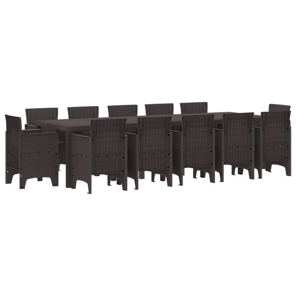 vidaXL Conjunto de Comedor de Jard&iacute;n 13 pcs Marr&oacute;n Polirat&aacute;n