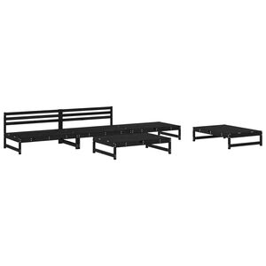 vidaXL Juego de sof&aacute;s de jard&iacute;n 5 piezas madera maciza de pino negro