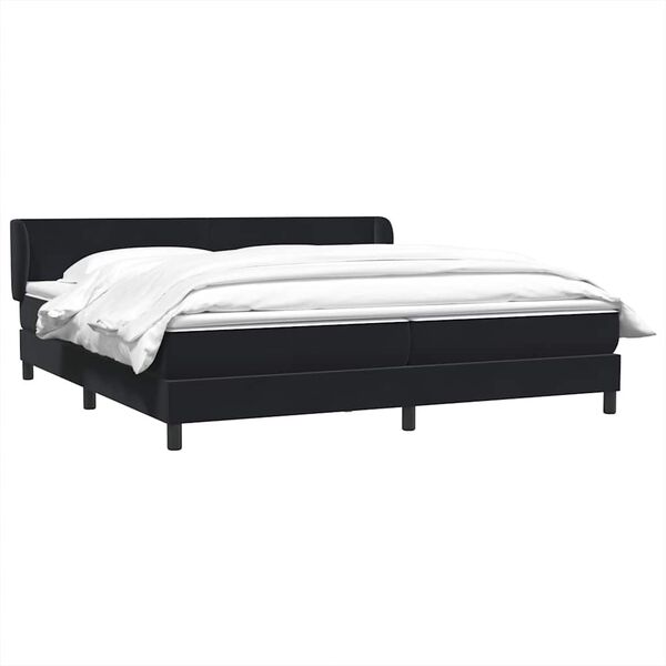 vidaXL Cama box spring con colchones terciopelo negro 180x220 cm