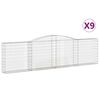 vidaXL Cestas de gaviones 9 uds forma de arco hierro 400x30x100/120 cm