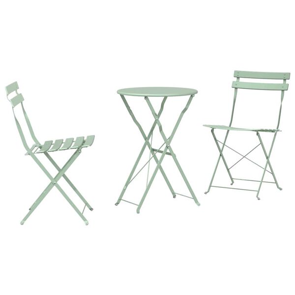 vidaXL Conjunto de Bistro Plegable 3 pcs Menta Claro Acero