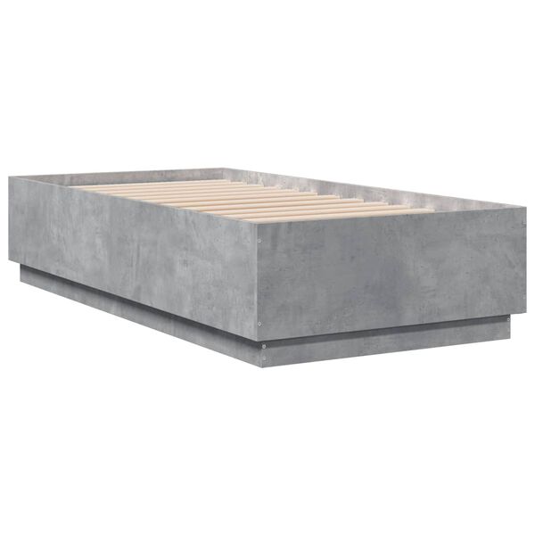 vidaXL Estructura de cama madera de ingeniería gris hormigón 90x190 cm