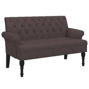 vidaXL Banco con respaldo tela marr&oacute;n oscuro 120x62x75,5 cm