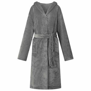 vidaXL Bata con Capucha Gris oscuro S Franela